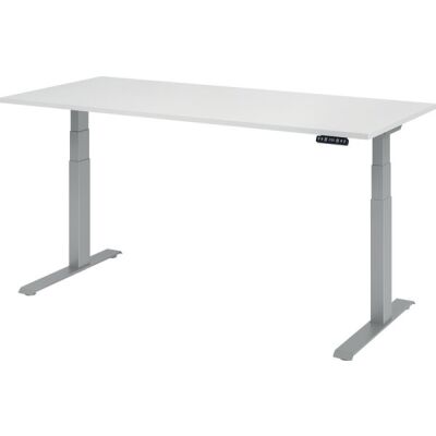 Sitz-/Stehschreibtisch XDBK19, (H x B xT) 640-1290 x 1800 x 800 mm, C-Fuß-Gestell, elektrisch höhenverstellbar, weiß/silber