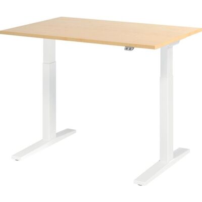 Sitz-/Stehschreibtisch XMKA12, (H x B x T) 700-1200 x 1200 x 800 mm, C-Fuß-Gestell, elektrisch höhenverstellbar, ahorn/weiß