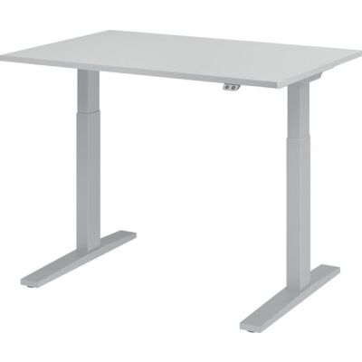 Sitz-/Stehschreibtisch XMKA12, (H x B x T) 700-1200 x 1200 x 800 mm, C-Fuß-Gestell, elektrisch höhenverstellbar, grau/silber