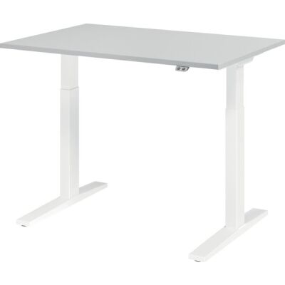 Sitz-/Stehschreibtisch XMKA12, (H x B x T) 700-1200 x 1200 x 800 mm, C-Fuß-Gestell, elektrisch höhenverstellbar, grau/weiß