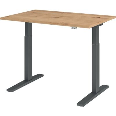 Sitz-/Stehschreibtisch XMKA12, (H x B x T) 700-1200 x 1200 x 800 mm, C-Fuß-Gestell, elektrisch höhenverstellbar, asteiche/graphit
