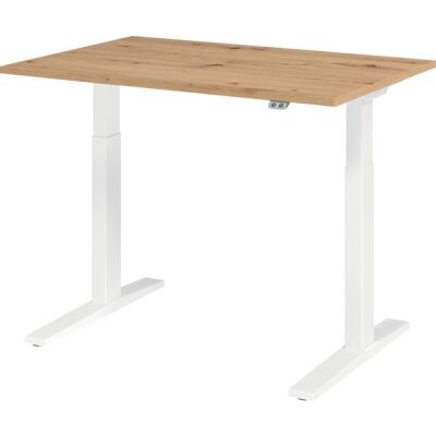 Sitz-/Stehschreibtisch XMKA12, (H x B x T) 700-1200 x 1200 x 800 mm, C-Fuß-Gestell, elektrisch höhenverstellbar, asteiche/weiß