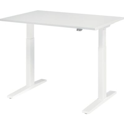 Sitz-/Stehschreibtisch XMKA12, (H x B x T) 700-1200 x 1200 x 800 mm, C-Fuß-Gestell, elektrisch höhenverstellbar, weiß/weiß