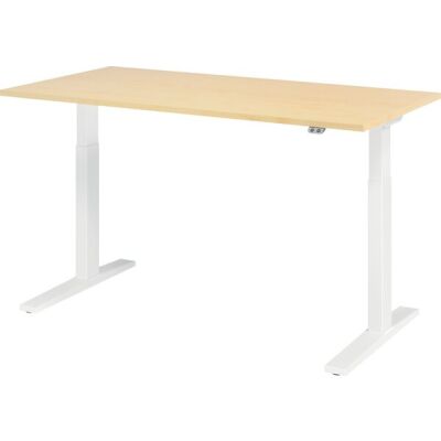 Sitz-/Stehschreibtisch XMKA16, (H x B x T) 700-1200 x 1600 x 800 mm, C-Fuß-Gestell, elektrisch höhenverstellbar, ahorn/weiß