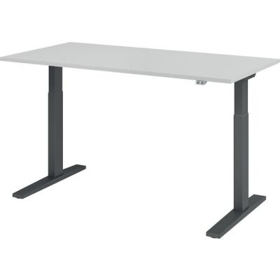 Sitz-/Stehschreibtisch XMKA16, (H x B x T) 700-1200 x 1600 x 800 mm, C-Fuß-Gestell, elektrisch höhenverstellbar, grau/graphit
