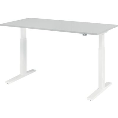 Sitz-/Stehschreibtisch XMKA16, (H x B x T) 700-1200 x 1600 x 800 mm, C-Fuß-Gestell, elektrisch höhenverstellbar, grau/weiß