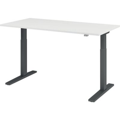 Sitz-/Stehschreibtisch XMKA16, (H x B x T) 700-1200 x 1600 x 800 mm, C-Fuß-Gestell, elektrisch höhenverstellbar, weiß/graphit