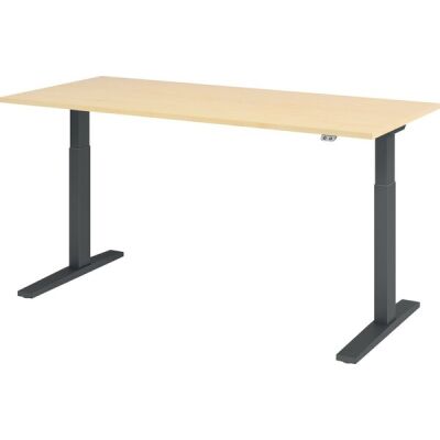 Sitz-/Stehschreibtisch XMKA19, (H x B x T) 700-1200 x 1800 x 800 mm, C-Fuß-Gestell, elektrisch höhenverstellbar, ahorn/graphit