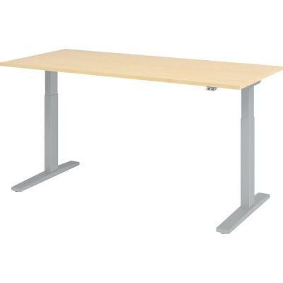 Sitz-/Stehschreibtisch XMKA19, (H x B x T) 700-1200 x 1800 x 800 mm, C-Fuß-Gestell, elektrisch höhenverstellbar, ahorn/silber