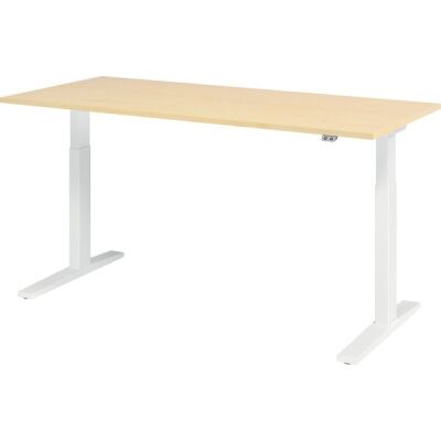 Sitz-/Stehschreibtisch XMKA19, (H x B x T) 700-1200 x 1800 x 800 mm, C-Fuß-Gestell, elektrisch höhenverstellbar, ahorn/weiß