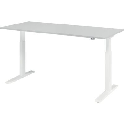 Sitz-/Stehschreibtisch XMKA19, (H x B x T) 700-1200 x 1800 x 800 mm, C-Fuß-Gestell, elektrisch höhenverstellbar, grau/weiß