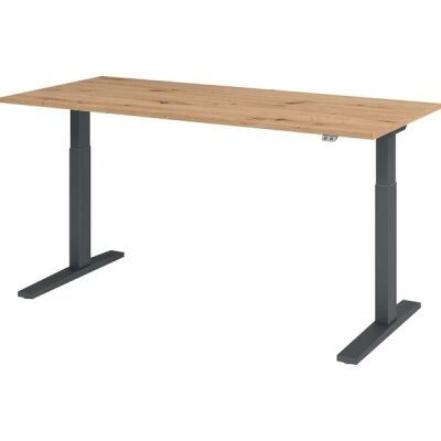 Sitz-/Stehschreibtisch XMKA19, (H x B x T) 700-1200 x 1800 x 800 mm, C-Fuß-Gestell, elektrisch höhenverstellbar, asteiche/graphit