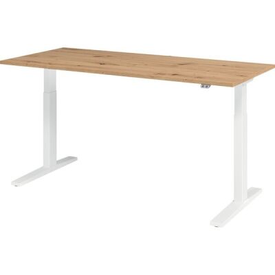 Sitz-/Stehschreibtisch XMKA19, (H x B x T) 700-1200 x 1800 x 800 mm, C-Fuß-Gestell, elektrisch höhenverstellbar, asteiche/weiß