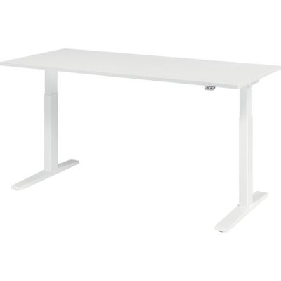 Sitz-/Stehschreibtisch XMKA19, (H x B x T) 700-1200 x 1800 x 800 mm, C-Fuß-Gestell, elektrisch höhenverstellbar, weiß/weiß