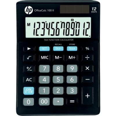 Tischrechner HP OfficeCalc 100II Premium Series, 12-stelliges Display gekippt, Solar mit Stützbatterie, schwarz