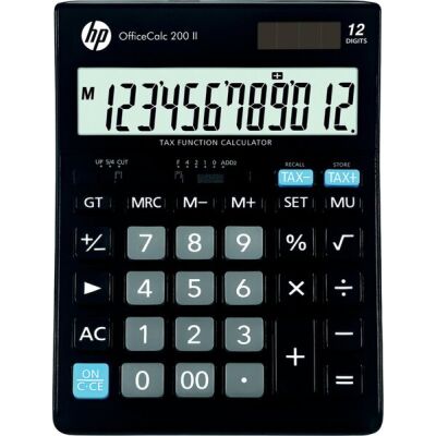 Tischrechner HP OfficeCalc 200II Premium Series, 12-stelliges Display gekippt, Solar mit Stützbatterie, schwarz