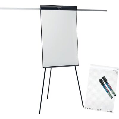 Flipchart pro tripod, Whiteboard-Oberfläche lackierter Stahl, ausklappbare Seitenarme, magnetisch, trocken abwischbar, Dreibeinstativ
