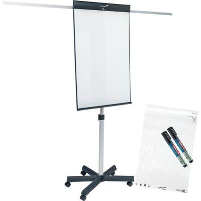 Flipchart pro tripod, Whiteboard-Oberfläche lackierter Stahl, ausklappbare Seitenarme, magnetisch, trocken abwischbar, Sternfuß