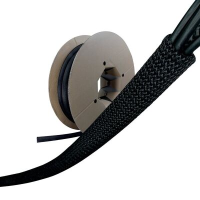 Selbstschließender Kabelschlauch Individuell zuschneidbar, Maße: 25 m Durchmesser 1 cm bis 1,3 cm, schwarz