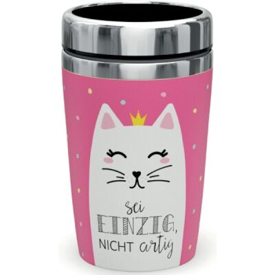 Thermobecher to go 240ml, Doppelwand-Edelstahleinsatz Motiv Katze