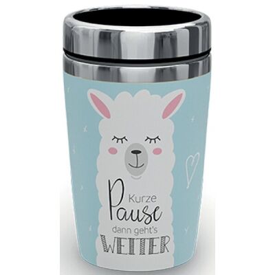 Thermobecher to go 240ml, Doppelwand-Edelstahleinsatz Motiv Lama