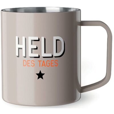 Thermobecher 250ml, Edelstahl, Motiv Held des Tages