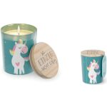 Duftkerze im Glas mit Holzdeckel Motiv Einhorn