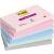 Haftnotiz Super Sticky Notes, 127 x 76 mm, Soulful Collection rosa, flieder, mint, flamingopink, denimblau, grau, 90 Blatt/Block, 6 Blöcke