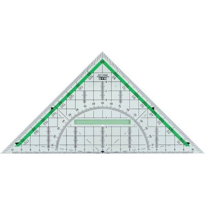 Geometrie-Dreieck Green Line 22 cm, gegenläufige Grad-Skala, grün hinterlegt, aus biologisch abbaubarem Bio-Werkstoff, abnehmbarer Griff, im Etui