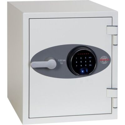 Feuerschutztresor Titan, Fingerabdruck-Schloss, Volumen 25 Liter, weiß