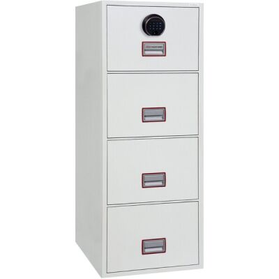 Tresor Vertical Fire File, Fingerabdruck-Schloss, 4 Schubladen, Volumen 49 Liter, weiß