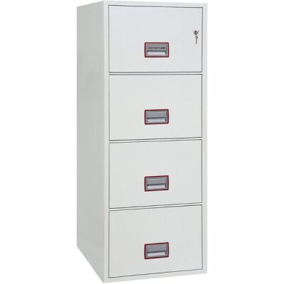 Tresor Vertical Fire File,Schlüssel-Schloss, 4 Schubladen, Volumen 51 Liter, weiß