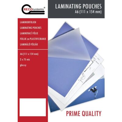 Laminierfolien, 154 mm x 111 mm, DIN A6, Stärke 2 x 75 Micron, glänzend