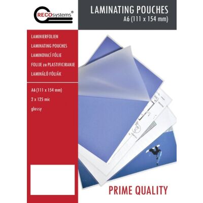 Laminierfolien, 154 mm x 111 mm, DIN A6, Stärke 2 x 125 Micron, glänzend