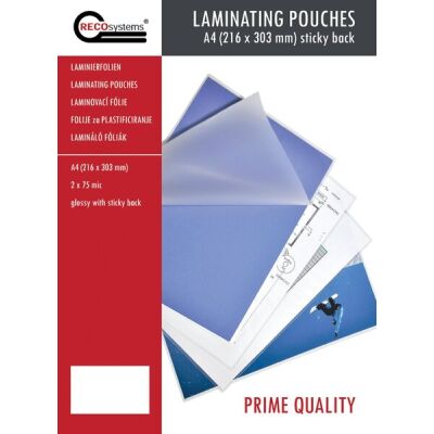 Laminierfolien, 216 mm x 303 mm, DIN A4, selbstklebend, 2 x 75 Micron