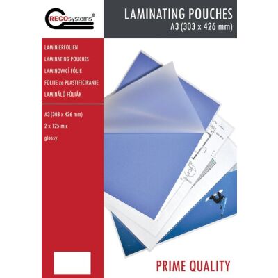 Laminierfolien, 303 mm x 426 mm, DIN A3, Stärke 2 x 125 Micron, glänzend