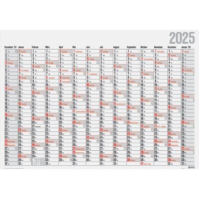 Wandkalender Office I, 98 x 68,5 cm, 14 Monate/1 Seite, Druck: schwarz/rot, gerollt