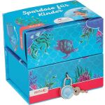 Spardose, Pappe, 2 getrennte Boxen, Meerjungfrau, blau