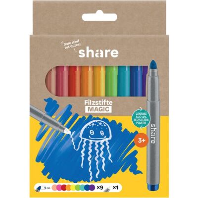 Filzstift Magic 10er Set, aus 50% recyceltem Plastik, Farbe auf Wasserbasis