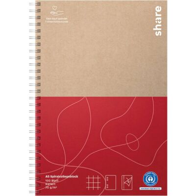 Collegeblock DIN A5, kariert, 100 % recyceltes Papier