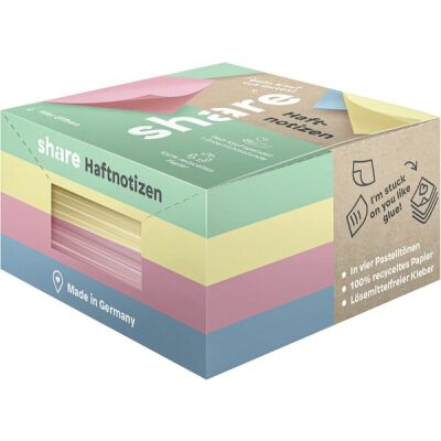 Haftnotizblock 4 Stück á 100 Blatt, 75 x 75 mm, Faltschachtel