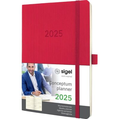 Wochenkalender CONCEPTUM® 2025, ca. DIN A5, red, Softcover, 1 Woche/2 Seiten, 192 Seiten