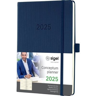 Wochenkalender CONCEPTUM® 2025, DIN A5, 1 Woche/2 Seiten, 192 Seiten, Gummibandverschluss, Stiftschlaufe, Hardcover, midnight blue