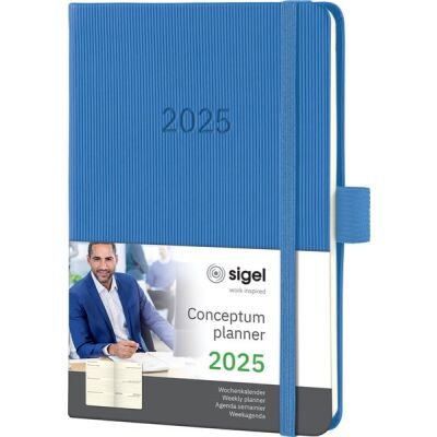 Wochenkalender CONCEPTUM® 2025, DIN A6, 1 Woche/2 Seiten, 176Seiten, Gummibandverschluss, Stiftschlaufe, Hardcover, dust blue