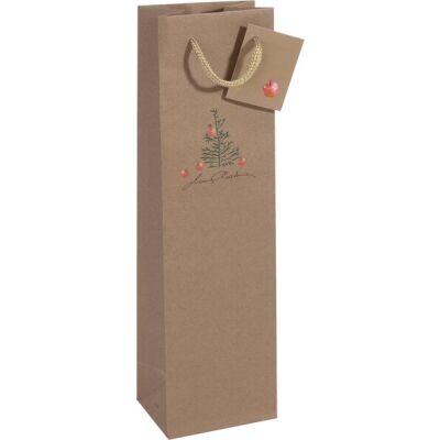Geschenktaschen, Bottle, Christmas with apples, Geschenkanhänge, Tragekordel, Kraftkarton: braun, 157g/qm, 100 x 350 x 80 mm