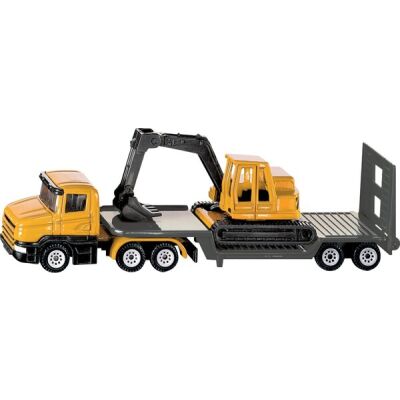 Tieflader mit Bagger aus Metall und Kunststoff