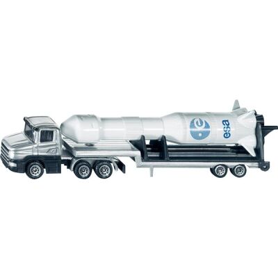 Tieflader mit Rakete aus Metall und Kunststoff