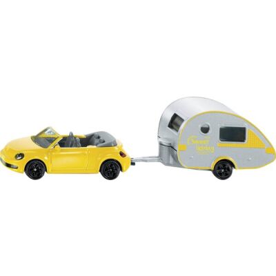 PKW mit Wohnanhänger aus Metall und Kunststoff