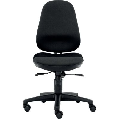 Bürodrehstuhl Ultra XL, ohne Armlehnen, Rückenlehne/Sitz gepolstert schwarz, Fußkreuz Kunststoff schwarz, Hartbodenrollen, Nutzergewicht bis 150 kg