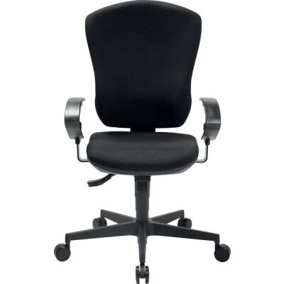 Bürodrehstuhl Flash Polster, Nutzergewicht bis 110 kg, mit Armlehnen, Hartbodenrollen, schwarz